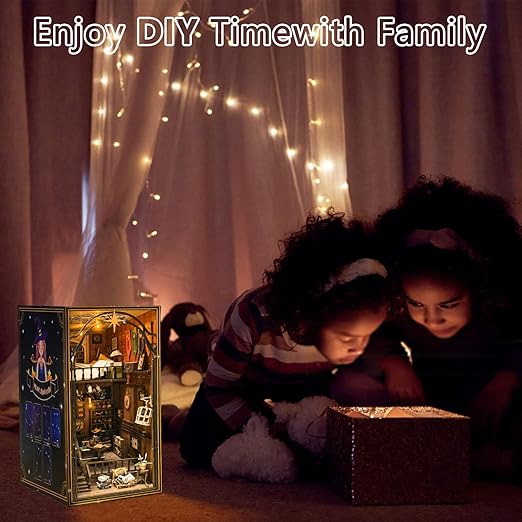 3D Book Nook Kit, DIY Miniature House Kit with LED Light, Booknook Libray Puzzle Creative Gifts Suitable for Adults, Dollhouse Miniature Adults