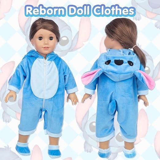 Doll Clothes Outfits Overalls for 14-17 Inch Baby Dolls, Doll Clothes with Hhanger Socks, Blue Doll Clothes for 35-45 cm New Born Baby Dolls Girls Birthday
