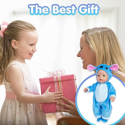 Doll Clothes Outfits Overalls for 14-17 Inch Baby Dolls, Doll Clothes with Hhanger Socks, Blue Doll Clothes for 35-45 cm New Born Baby Dolls Girls Birthday