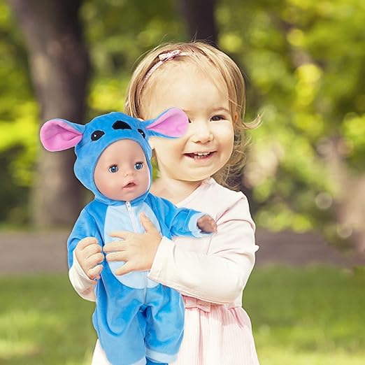 Doll Clothes Outfits Overalls for 14-17 Inch Baby Dolls, Doll Clothes with Hhanger Socks, Blue Doll Clothes for 35-45 cm New Born Baby Dolls Girls Birthday