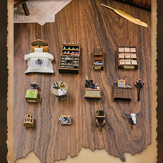 3D Book Nook Kit, DIY Miniature House Kit with LED Light, Booknook Libray Puzzle Creative Gifts Suitable for Adults, Dollhouse Miniature Adults