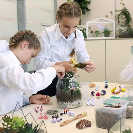 Dracarys Selected 100 Pcs Fairy Garden Accessories, Fairy Garden Kit, Miniature Figurines, Micro Landscape Ornaments Kit, Garden DIY Animals, Environmental Resin, Forest Encounters