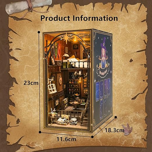 3D Book Nook Kit, DIY Miniature House Kit with LED Light, Booknook Libray Puzzle Creative Gifts Suitable for Adults, Dollhouse Miniature Adults